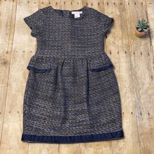 Janie and Jack Tweed Metallic Navy Blue Dress